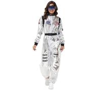Silver Astroaut Costume, Unisex, Astronaut Spaceman Costume, Astronaut Suit with Glasses and Pockets, Jumpsuit, Space Cosmonaut Spaceman Costume, Space Outfit, Unisex for Halloween and Carnival