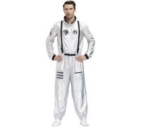 Silver Astronaut Costume Adult for Men Cosplay Costumes Spaceman Jumpsuit Space Suit Outfit Halloween