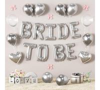 Silver Bachelorette Party Decorations with Bride to Be Balloons Banner, Glitter Bow Balloon, Heart for Bridal Shower, Engagement, Wedding Decor Party Decoration