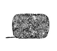 Silver Background Mosaic with White Light Spots Pill Case with Removable Internal Plastic Boxes Organizer, Small Medicine Bag Holder Zippered Carrier for Travel Storage