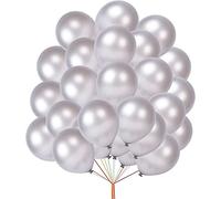 Silver Balloons 5 Inch Metallic Silver Balloons for Silver Birthday Decorations Baby Shower Engagement Graduation Party Supplies 25 Pack