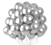 Silver Balloons 60PCS 12 Inch Metallic Silver Balloon Latex Balloons Chrome Balloon Arch for Birthday Graduation Prom Bridal Shower Baby Shower New Year Wedding Disco Party Decorations