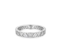 Silver Band Rings for Woman, Simple Engagement Rings Inverted Triangle Cutout with Round Shape Lab Created Diamond Pt950 Size T 1/2