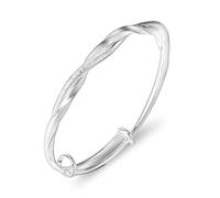 Silver Bangle Bracelet Adjustable Fit All Size, Fidget Bracelet Anxiety Relief Bracelet Classic Silver Charm Bracelet Bangle for Women Girls Ladies Birthday Valentine Graduation Gift