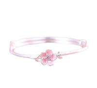 Silver Bangle for Women,999 Sterling Silver Bracelet Pink Cherry Blossom Adjustable Cuff Bangle Friendship Bracelet Jewellery Gifts for Wife Girlfriend On Birthday Anniversary