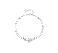 Silver Bangles，Adjustable Spring Buckle Fashion High-End S925 Sterling Silver Niche Design Double-Layer Cherry Blossom Bracelet, Energy Jewellery For Women Men White Gold