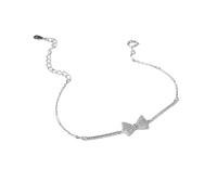 Silver Bangles， Adjustable Spring Clasp Fashion High-End Light Luxury S925 Sterling Silver Niche Design Bow Hand Jewelry Bracelet, Energy Jewellery for Women Platinum