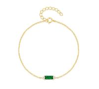 Silver Bangles， Adjustable Spring Clasp Fashion High-End S925 Sterling Silver Simple Classic Simple Rectangular Zircon Bracelet, Energy Jewellery For Women Gold-Green Diamond