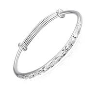 Silver Bangles For Women Solid 925,Adjustable Silver Bracelet For Women Christmas Friendship,Shining Stars Matte Fashion Charming Silver Delicate Decorative for Love,Personality Gift for Women