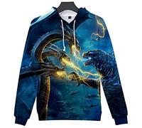 Silver Basic 3D Dragon Hoodie for Boys Monster Dinosaur Prints Sweatshirt for Movie Fans