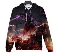 Silver Basic 3D Dragon Hoodie for Boys Monster Dinosaur Prints Sweatshirt for Movie Fans
