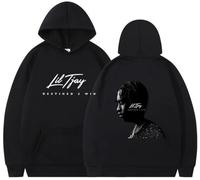 Silver Basic American Rapper Lil Jjay Hoodie for Men/Women Fashion Long Sleeve Sweatshirt Destined 2 Win Printed Jumper M,Black-2