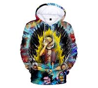 Silver Basic Anime One Piece Hoodie Luffy Law for Boys and Men One Piece Anime Characters 3D Printed Pullover Comic Fans Sweatshirt XXL,78Luffy Cosplay-1