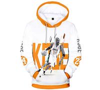 Silver Basic Boys Fashion Hoodie with Famous Basketball Player Graphic Full Body 3D Print Basketball Souvenir Jersey 24 Pullover Jumper L,White&Orange Jersey-4