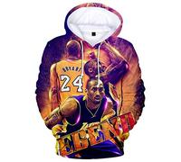 Silver Basic Boys Fashion Hoodie with Famous Basketball Player Graphic Full Body 3D Print Basketball Souvenir Jersey 24 Pullover Jumper L,Basketball Star -4