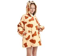 Silver Basic Boys Hoodie Blanket Warm Wearable Blanket Comfort Fleece Oversized Hoodie Sweatshirt Christmas Jumper,Giraffe-2