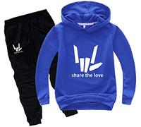 Silver Basic Boys Outwear Tracksuit Share The Love Hoodie and Pants Suit Logo Prints YouTube Share The Love Hoodie Kid Size Fashion Sweatshirt 140,Blue B-2