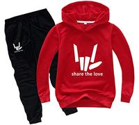 Silver Basic Boys Outwear Tracksuit Share The Love Hoodie and Pants Suit Logo Prints YouTube Share The Love Hoodie Kid Size Fashion Sweatshirt 150,Red B-2