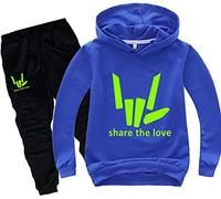 Silver Basic Boys Outwear Tracksuit Share The Love Hoodie and Pants Suit Logo Prints YouTube Share The Love Hoodie Kid Size Fashion Sweatshirt