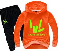 Silver Basic Boys Outwear Tracksuit Share The Love Hoodie and Pants Suit Logo Prints YouTube Share The Love Hoodie Kid Size Fashion Sweatshirt 140,Orange-2