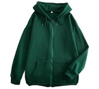 Silver Basic Classic Plain Zip Up Hoodie for Men/Women Unisex Long Sleeve Sweatshirt Oversized Y2K Hoodie Jacket S,Green-1