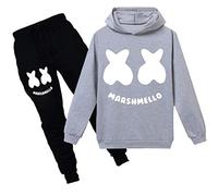 Silver Basic DJ Music Hoodie Boys Tracksuit Kids Size Long Sleeve Top and Trousers Sweatsuits170，Grey Smile B