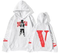 Silver Basic Fashion Hoodie for Men/Boys Hip Hop Rapper JW Hoodie Big V Long Sleeve Sweatshirt Y2K Hoodie Warm Sweater M,White-1