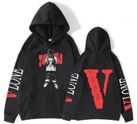 Silver Basic Fashion Hoodie for Men/Boys Hip Hop Rapper JW Hoodie Big V Long Sleeve Sweatshirt Y2K Hoodie Warm Sweater S,Black-1