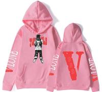 Silver Basic Fashion Hoodie for Men/Boys Hip Hop Rapper JW Hoodie Big V Long Sleeve Sweatshirt Y2K Hoodie Warm Sweater M,Pink-1