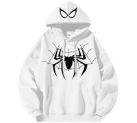 Silver Basic Fashion Zip Up Hoodie for Men/Women with Cool Spider Prints Sweatshirt Spider Hoodie Y2K Oversized Jumper S, White A-1