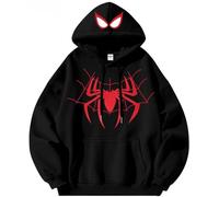 Silver Basic Fashion Zip Up Hoodie for Men/Women with Cool Spider Prints Sweatshirt Spider Hoodie Y2K Oversized Jumper L, Black A-1