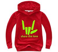 Silver Basic Girls Share The Love Hoodie Logo Print Sweatshirt Share The Love Merch for Kids Music Pullover Jumper for Kids 130,Red-2