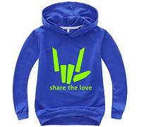 Silver Basic Girls Share The Love Hoodie Logo Print Sweatshirt Share The Love Merch for Kids Music Pullover Jumper for Kids 160,Blue-2