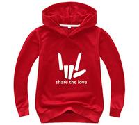Silver Basic Girls Share The Love Hoodie Logo Print Sweatshirt Share The Love Merch for Kids Music Pullover Jumper for Kids 160,Red B-2
