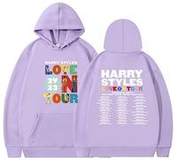 Silver Basic Ha-rry Styles Hoodie Love on Tour 2023 for Women and Men Classic Couples Sweatshirt Streetwear Pullover Jumper L,Light Purple A-2