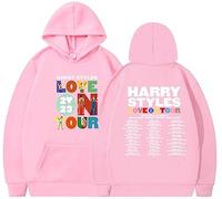 Silver Basic Ha-rry Styles Hoodie Love on Tour 2023 for Women and Men Classic Couples Sweatshirt Streetwear Pullover Jumper L,Pink A-2