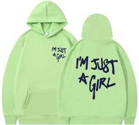Silver Basic I'm Just a Girl Letter printed Oversized Hoodie Fashion drawstring long sleeved pullover Unisex Sweatshirt with pockets-FruitGreen-2XL1