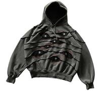 Silver Basic Long Sleeve Gothic Punk Hoodie Devil eyes Printed sweatshirt Hip Hop Streetwear Hoodie Autumn Cotton Casual Hooded-BlackGrey-M1