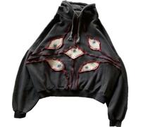 Silver Basic Long Sleeve Gothic Punk Hoodie Devil eyes Printed sweatshirt Hip Hop Streetwear Hoodie Autumn Cotton Casual Hooded-DeepGrey-4XL1