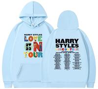 Silver Basic Love on Tour Hoodie for Men Ha-rry Styles Merch Long Sleeve Sweatshirt Love on Tour 2023 Concert Outfits M,Sky Blue B-1