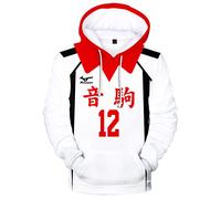 Silver Basic Mens Haikyuu Hoodie Fashion Sportswear Sweatshirt Hinata Shoyo Cosplay Costume Haikyuu Uniform Jumper for Boys and Men L,Nekoma No.12-2