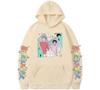 Silver Basic Men's Heartstopper Hoodie Merch Nick and Charlie Graphic Prints Sweatshirt for TV Manga Fans M,Khaki-1