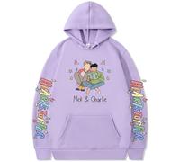 Silver Basic Men's Heartstopper Merch Hoodie Cool Nick and Charlie Prints Sweatshirt Manga TV-Series Jumper 3XL,Light Purple-1