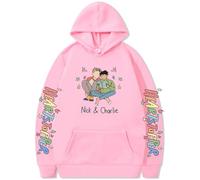 Silver Basic Men's Heartstopper Merch Hoodie Cool Nick and Charlie Prints Sweatshirt Manga TV-Series Jumper M,Pink-1
