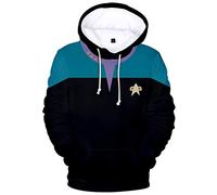 Silver Basic Mens Long Sleeve 3D Print Hoodie Movie Costume Captain Kirk Uniform Spock Cosplay Hoodie L,Blue&Black Costume-2