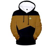 Silver Basic Mens Long Sleeve 3D Print Hoodie Movie Costume Captain Kirk Uniform Spock Cosplay Hoodie XS,Captain Kirk Uniform-2