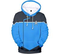 Silver Basic Mens Long Sleeve 3D Print Hoodie Movie Costume Captain Kirk Uniform Spock Cosplay Hoodie (XL, Uniform Blue-2)