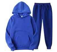 Silver Basic Mens Plain Tracksuit Fleece Hoodie and Jogging Bottoms 2 Piece Running Gym Sports Set Casual Loungewear Set L,Royal Royal Blue-2