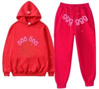 Silver Basic Men's Spider Tracksuit Spider Hoodie 555 and Pants Set Y2K Hoodie Spider Web Hoodie and Bottoms Sweatsuits L,Red A-2