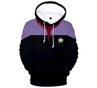 Silver Basic Mens Sportswear Hoodie Live Long and Prosper Sweatshirt Cosplay Uniform Captain Kirk Spock Costume 3XL,Purple&Black Costume-6